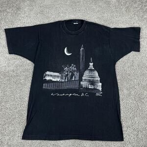 VINTAGE Washington D.C. Shirt Mens XL Black Monuments Single Stitch POW MIA 90s